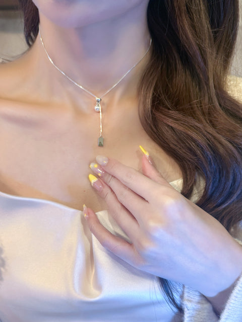 qu パール＆シルバープレート スライドネックレス シルバー 40cm