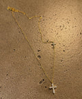 qu ダブルクロスネックレス ゴールド 40cm