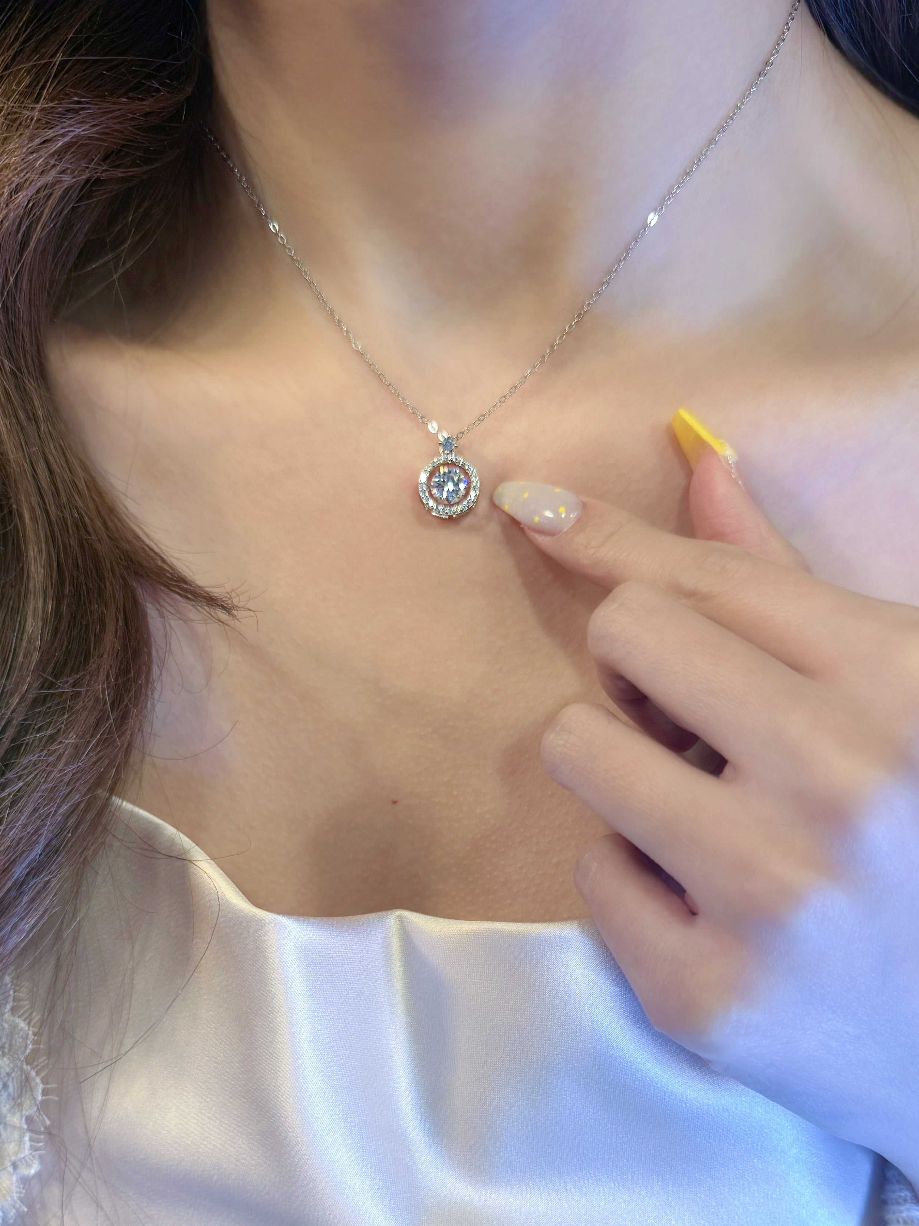 【Y】Leda ダンシングストーンネックレス Silver925 10個 ダンシングストーンネックレス｜シルバー925 ゆれる一粒｜qu